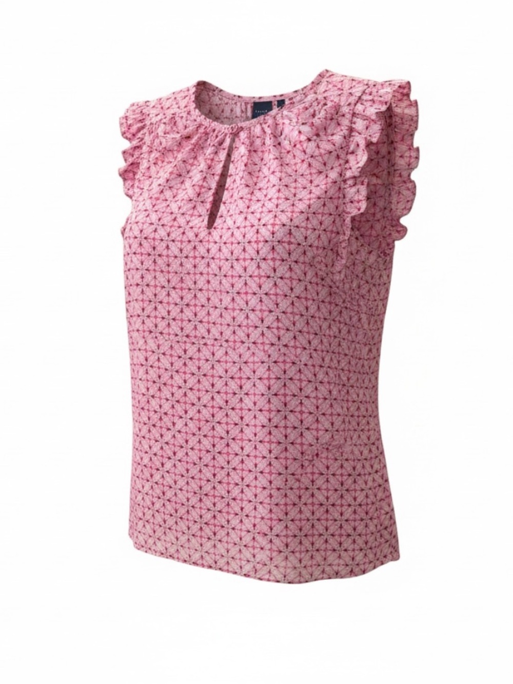 Karl Lagerfeld Pink Geometric Ruffle Sleeve Camisole Top